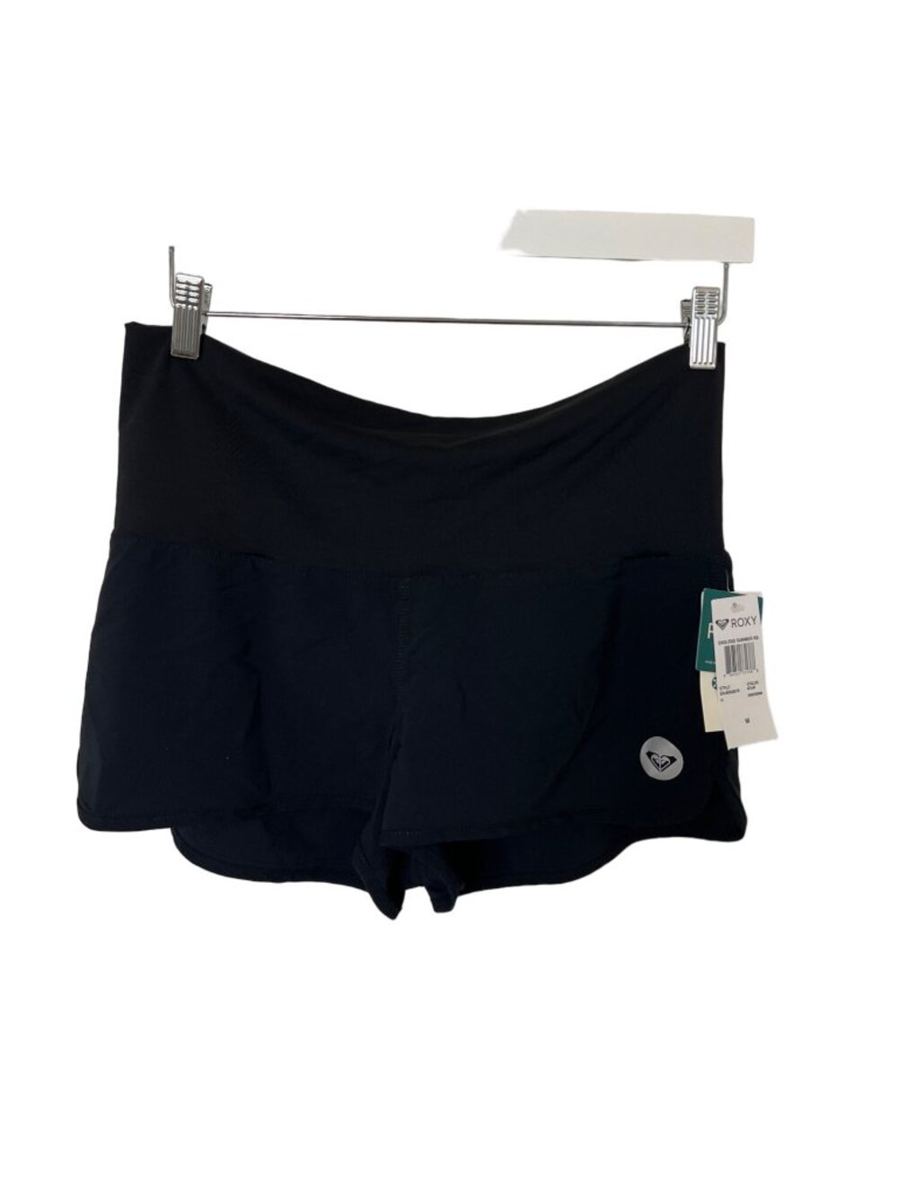 Roxy Fold Over Swim Shorts Black Adjustable Waistband
